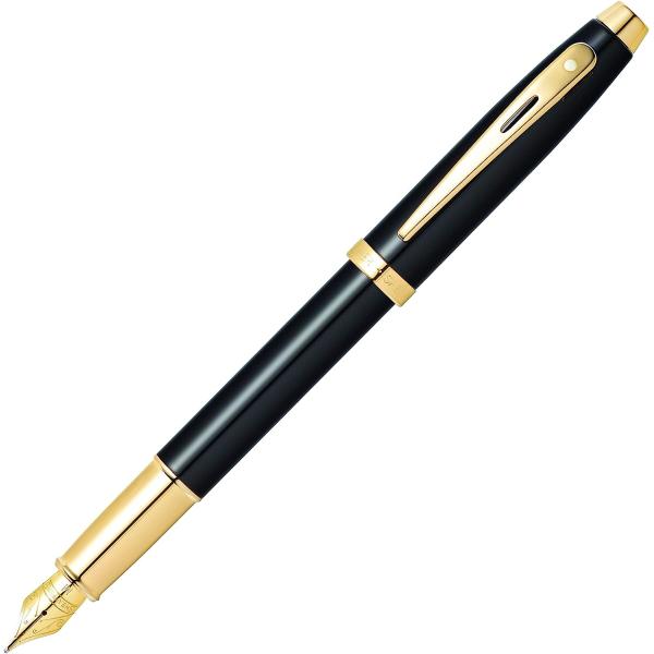 並行輸入品】Sheaffer 100 ブラック ラッカー 万年筆 ゴールドトーン