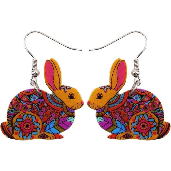 【並行輸入品】Bonsny Acrylic Drop Dangle Easter Basket Bunny Hare Rabbit Earrings