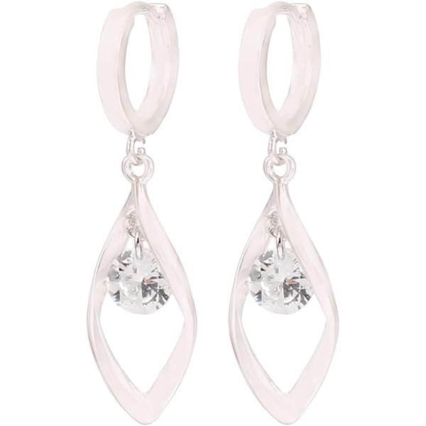 【並行輸入品】Idiytip Twisted Leaf Pendant Earrings Circle Rhinestone Teardrop Lon