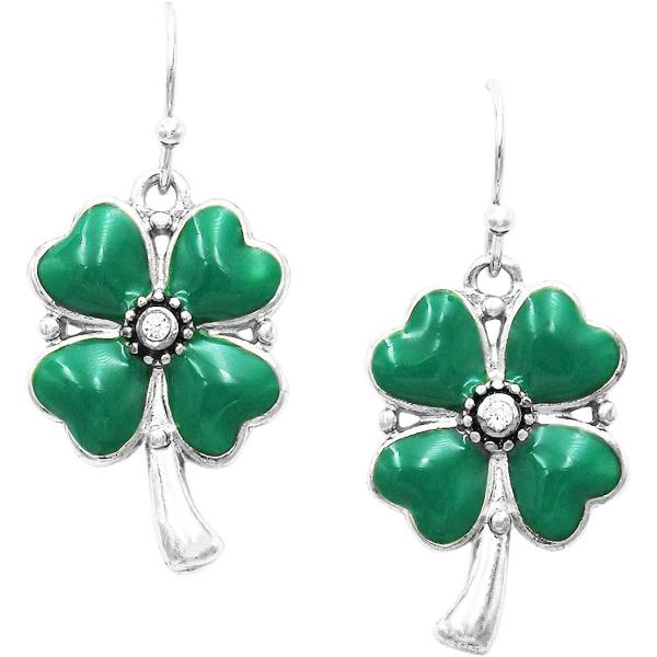 【並行輸入品】Rosemarie &amp; Jubalee レディース ラッキー四つ葉のクローバー シャムロック 聖パトリックデー エナメルダングルピアス