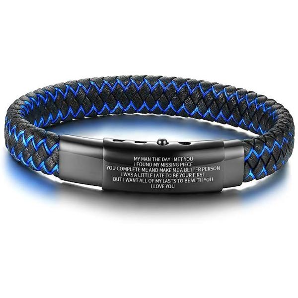 【並行輸入品】Bracelet to My Husband Love Quote Engraved My Man The Day I MET You