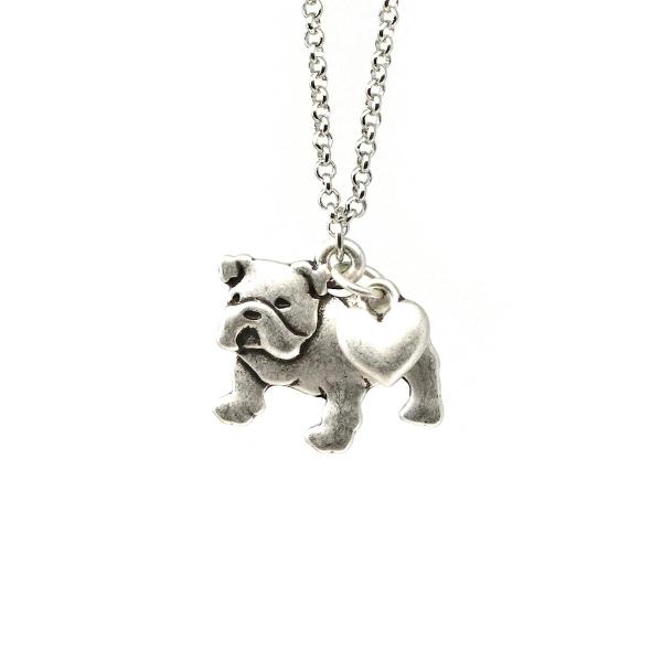 【並行輸入品】English Bulldog Charm Necklace Bull Dog Pet Lover Gift Silver Meta