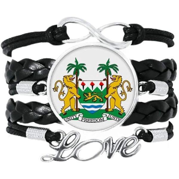 【並行輸入品】DIYthinker Sierra Leone アフリカナショナルエンブレムブレスレット ラブアクセサリー ツイストレザーニットロープ