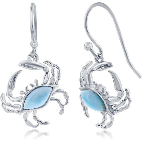 【並行輸入品】Beaux Bijoux 天然ラリマージェムストーン カニスタッド/ダングルイヤリング スターリングシルバージュエリー レディース ティ
