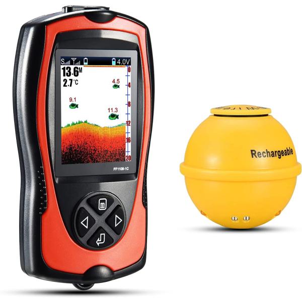 商品名Atibin Portable Sonar Fish Finder Water Sensor Transducer Depth Finder Kayak Wireless Handheld Fish Finders Canoe Fis...