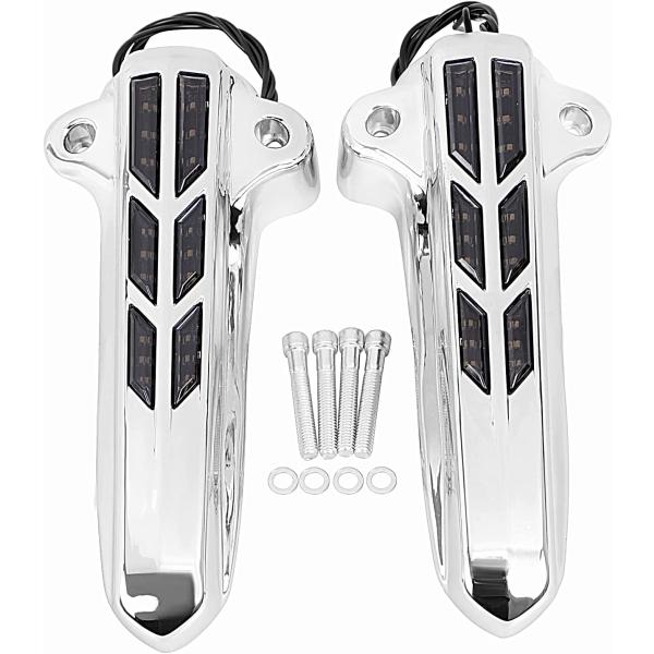 【並行輸入品】YDLMT 1 Pair Chrome Front Lower Fork Leg Covers W/LED Decorative Lig