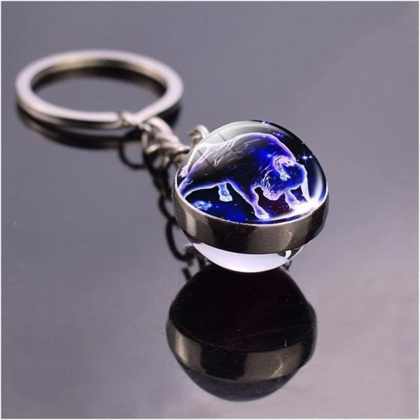 【並行輸入品】12 Constellation Luminous Keychain Glass Ball Pendant Zodiac Keychai