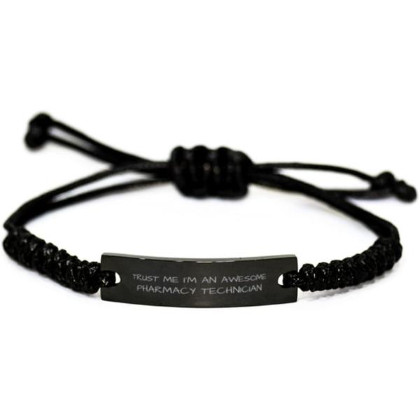 【並行輸入品】Pharmacy Technician Black Rope Bracelet Trust Me I'm an Awesome Pha