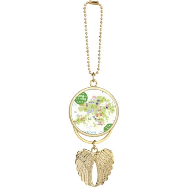 【並行輸入品】Hello Welcome to Hong Kong China Car Keychain Angel Wing Pendant