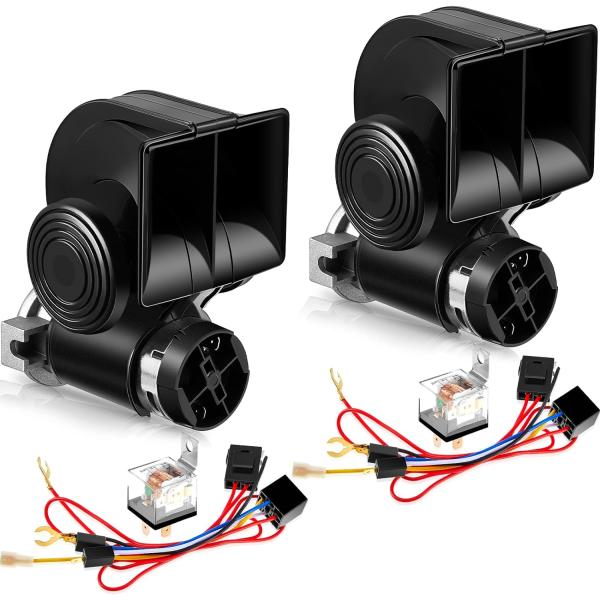 【並行輸入品】2 Pack Train Horn for Car Truck 12V 150db Loud Electric Snail Air Ho