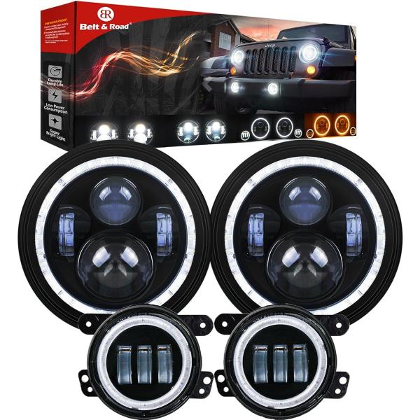並行輸入品】ドット承認 超高輝度 7インチ LEDヘッドライト + 4インチ