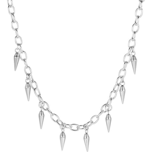 【並行輸入品】Mens Necklace Chain Rhinestone Necklaces Silver Letter Pendant Neckl