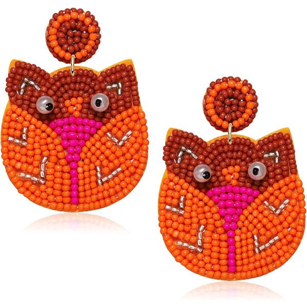 【並行輸入品】ビーズ付き感謝祭イヤリング 感謝祭 ハンドメイド フクロウ メープルリーフ 七面鳥 ドロップイヤリング 女性用 秋のイヤリング ジュエリ