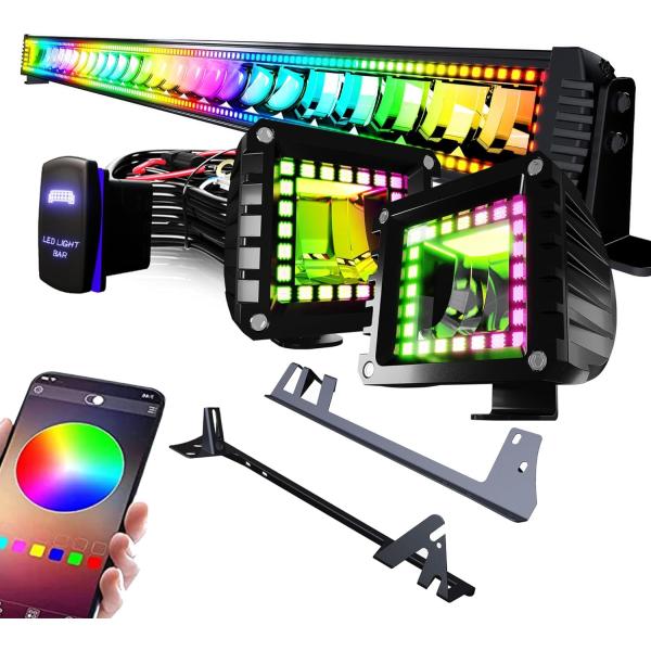 RGB LED ライトバー 4本セット 並行輸入品】FEELON 52インチ RGB LEDライトバー + 2x 4インチ
