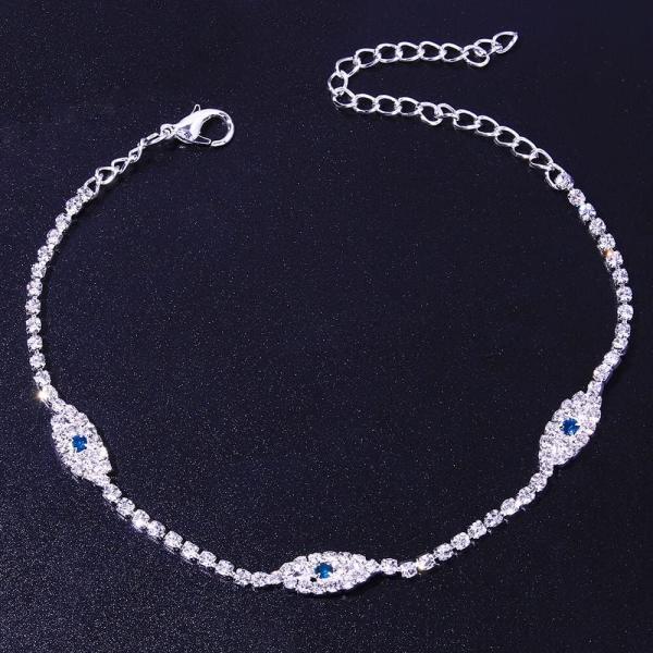 【並行輸入品】GENTLE PEA Tennis Chain Foot Link 3 Evil Eye Anklets Gold Silver Leg