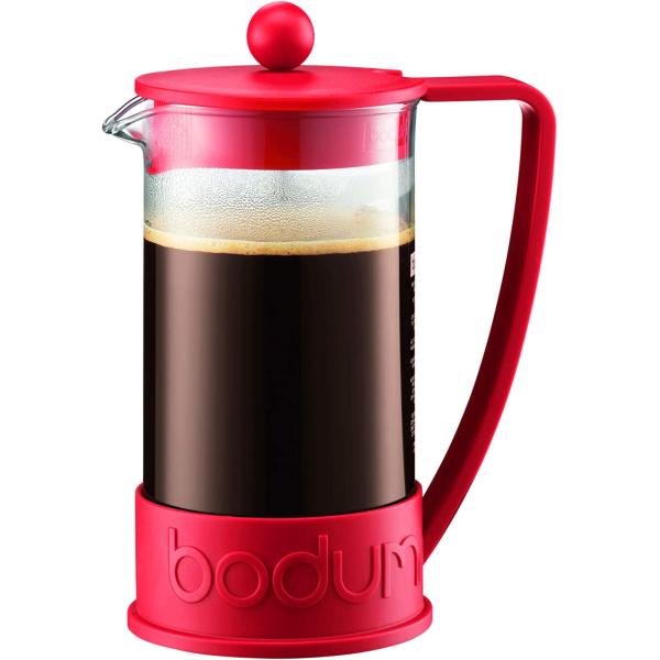【並行輸入品】 Bodum Brazil French Press 1-Liter 8-Cup Coffee Maker 34-Ounce Red