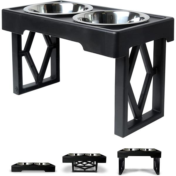 【並行輸入品】 Pet Zone Designer Diner 高さ調節可能な犬用ボウル 高さ3段階調節 2.75インチ 8インチ 12インチ (二重