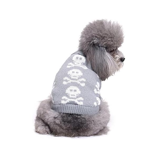商品名S-Lifeeling Skull Dog Sweater Holiday Halloween Christmas Pet Clothes Soft Comfortable Dog Clothes - Greyブランド：S-Lifee...