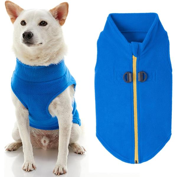 商品名Gooby Zip Up Fleece Dog Sweater - Blue, X-Large - Warm Pullover Fleece Step-in Dog Jacket with Dual D Ring Leash - Wi...