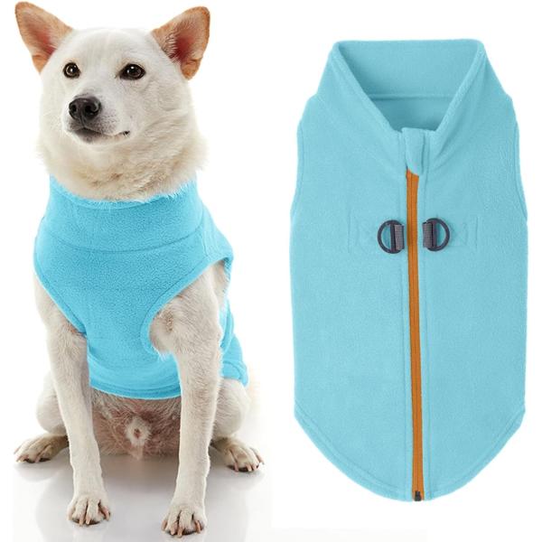 商品名Gooby Zip Up Fleece Dog Sweater - Turquoise, X-Small - Warm Pullover Fleece Step-in Dog Jacket with Dual D Ring Leash...
