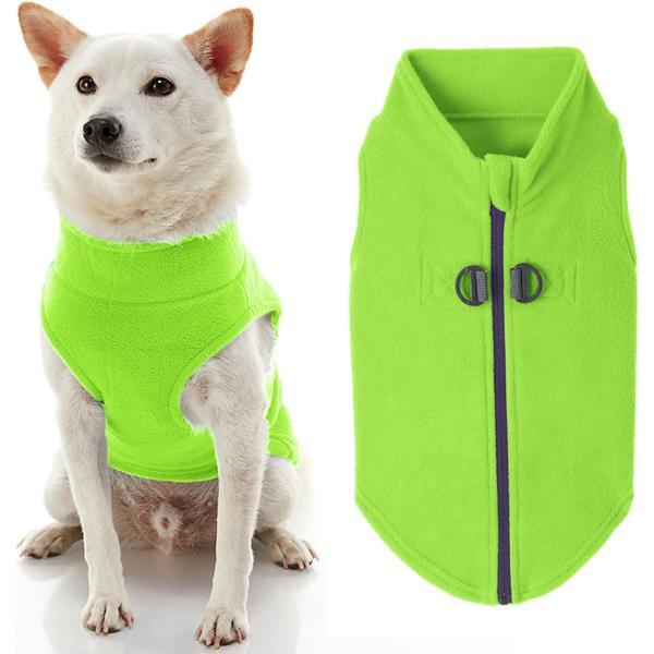 商品名Gooby Zip Up Fleece Dog Sweater - Lime, X-Small - Warm Pullover Fleece Step-in Dog Jacket with Dual D Ring Leash - Wi...