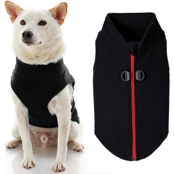 商品名Gooby Zip Up Fleece Dog Sweater - Black, X-Small - Warm Pullover Fleece Step-in Dog Jacket with Dual D Ring Leash - W...