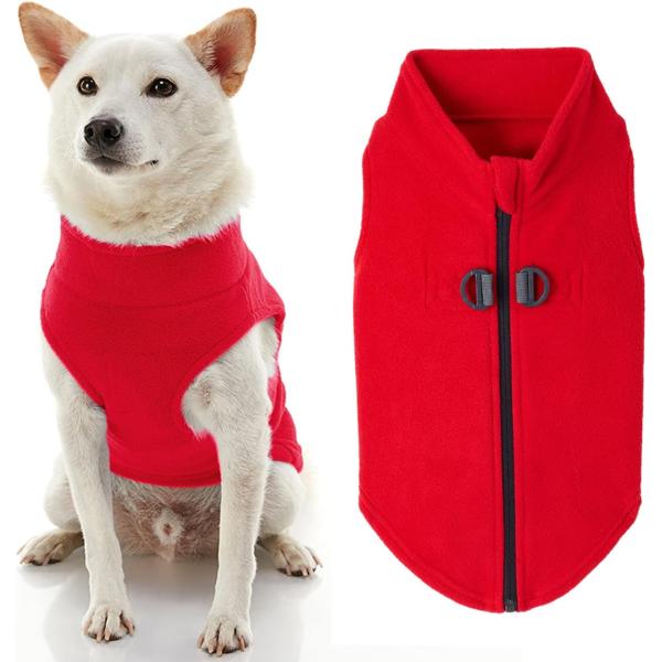 商品名Gooby Zip Up Fleece Dog Sweater - Red, X-Small - Warm Pullover Fleece Step-in Dog Jacket with Dual D Ring Leash - Win...