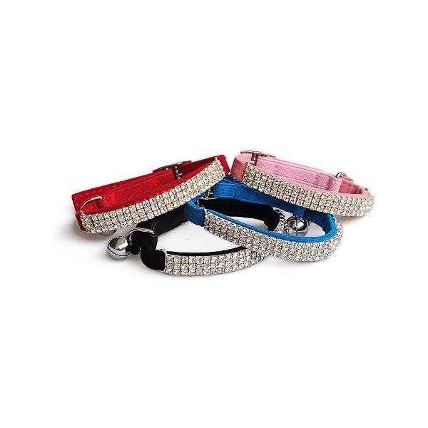 【並行輸入品】 CHUKCHI Soft Velvet Safe Cat Adjustable Collar Bling Diamante with