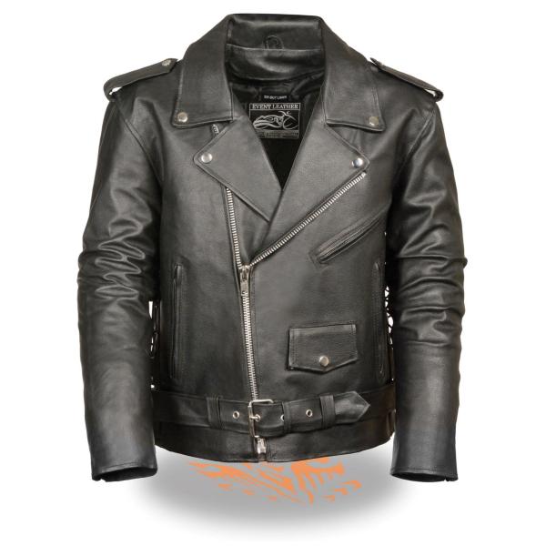 並行輸入品】 Men's Motorcycle Riding Blk Police Style Leather