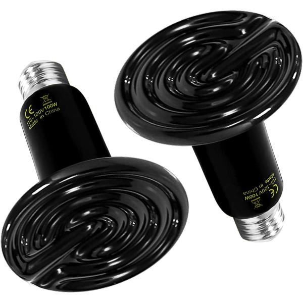 商品名Simple Deluxe 100W 2-Pack Ceramic Heat Emitter Reptile Heat Lamp Bulb No Light Emitting Brooder Coop Heater for Amphi...