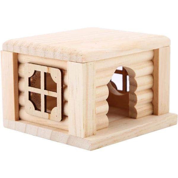 商品名Pet Hamster House, 100% Natural Wood Odorless Home Openwork Lace Window DIY Hideout Hut Play Nest Toy Viewing Room Na...