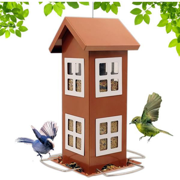 商品名Goodeco House 鳥餌やり器 屋外 カントリーハウスデザイン 掃除&amp;詰め替え簡単 木に掛けるフック 裏庭の庭のテラスのポール ギフトアイデア 4.7 x 10.2インチ (クーパー)Goodeco Metal Bir...