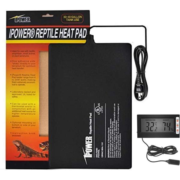 商品名iPower 8"""" x 12"""" Reptile Heat Mat Under Tank Heater Terrarium Heating Pad for Amphibians and Reptiles Pet, Digit...