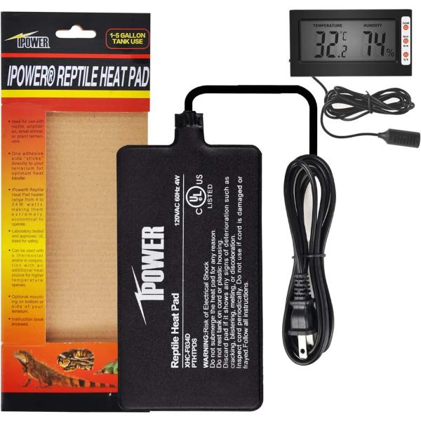 商品名iPower 4"""" x 7"""" Reptile Heat Mat Under Tank Heater Terrarium Heating Pad for Amphibians and Reptiles Pet, Digita...