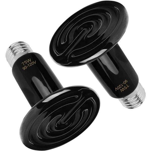商品名WUHOSTAM 2 Pack 75W Infrared Ceramic Heat Lamp,Black Reptile Emitter Bulb for Pet Coop Heater Chicken Lizard Turtle B...