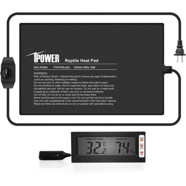 商品名iPower 8""x12"" Under Tank Warmer Heating Pad Reptile Terrarium Heat Mat Heater with Temperature Adjustable Controlle...