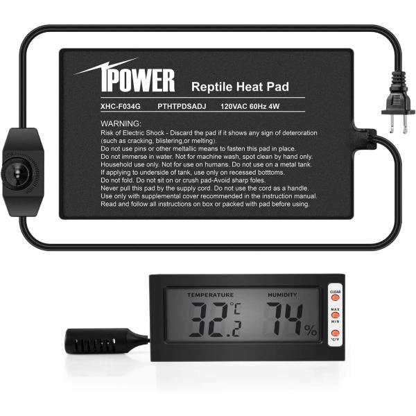 商品名iPower 4""x7"" Reptile Heat Mat Under Tank Warmer Terrarium Heater Heating Pad with Temperature Adjustable Controller...