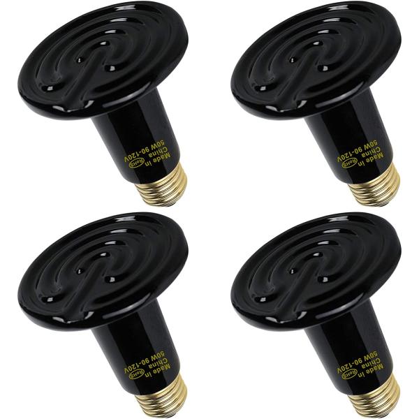 商品名WUHOSTAM 50W 4 Pack Ceramic Heat Lamp,Black Infrared Bulb Emitter Lamp for Pet Coop Heater Reptile Chicken Lizard Tur...