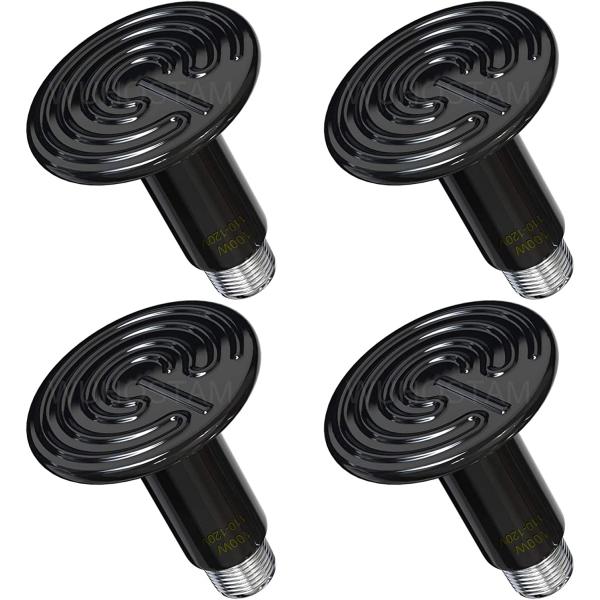 商品名WUHOSTAM 4 Pack 100W Infrared Ceramic Heat Lamp,Black Reptile Emitter Bulb for Pet Coop Heater Chicken Lizard Turtle ...