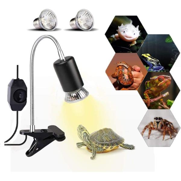 商品名JackSuper 75W Reptile Heat Lamp, Turtle Heating Light UVA UVB Temperature Adjustable 360°Rotatable Clip Basking Lamp ...