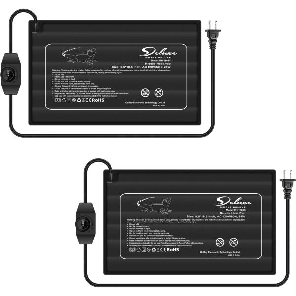 商品名Simple Deluxe 2 Pack Reptile Heat Pad with Thermostat Temperature Adjustable Under Tank Heater 8.5 X 18.5 Inch 24W Te...