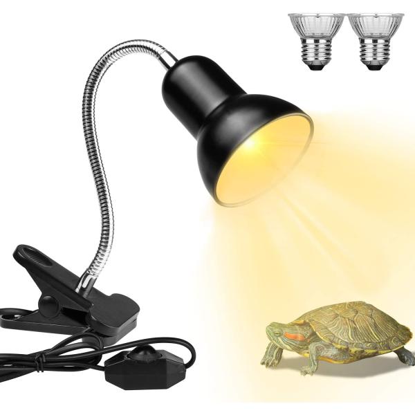 商品名Reptile Heat Lamps, Turtle Lamp UVA/UVB Turtle Aquarium Tank Heating Lamps with Clamp, 360° Rotatable Basking Lamp fo...