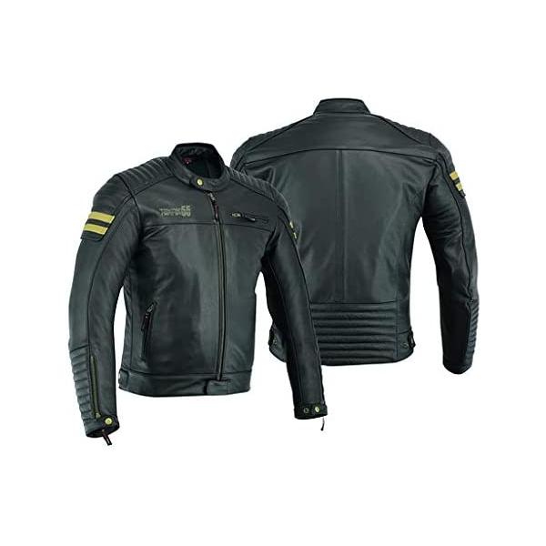 【並行輸入品】 MOTORCYCLE JACKET FOR MEN ARMORED HIGH PROTECTION LEATHER (FULL GRA