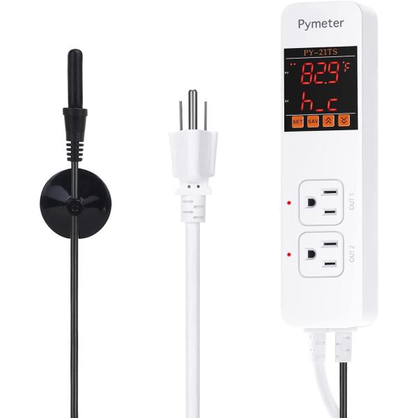 商品名Pymeter Digital Temperature Controller Heat Mat Thermostat Reptile Heating Pad Aquarium Temp Controlled Outlet for Gr...