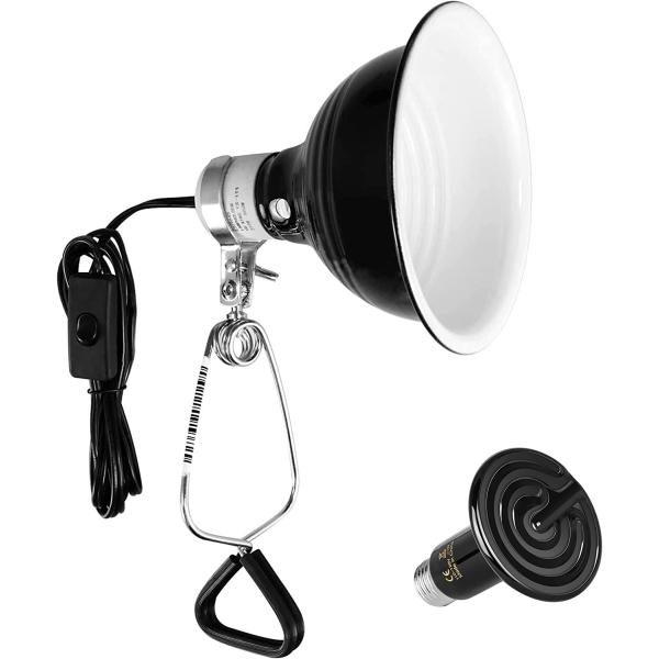 商品名Simple Deluxe 25W Reptile Ceramic Heat Bulb No Light and 60W Dome Light Clamp lamp Fixture with 5.5 Inch Aluminum Ref...