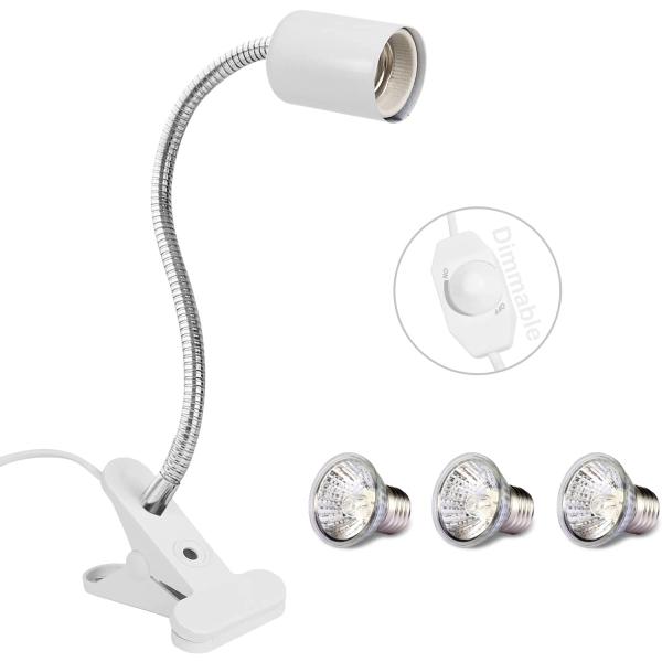 商品名WUHOSTAM Dimmable 1-Pack White Adjustable Reptile Clamp Heat Lamp Fixture Holder with 3-Pack 30W Sun Basking Spot Lam...