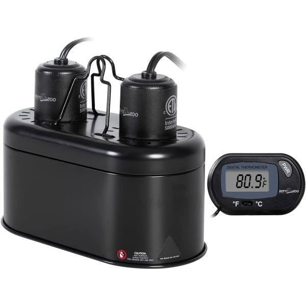 商品名REPTI ZOO Nano Combo Reptile Deep Dome Dual Lamp Fixture and Digital Thermometer Reptile Dual Lamp Cap Combo Integrat...