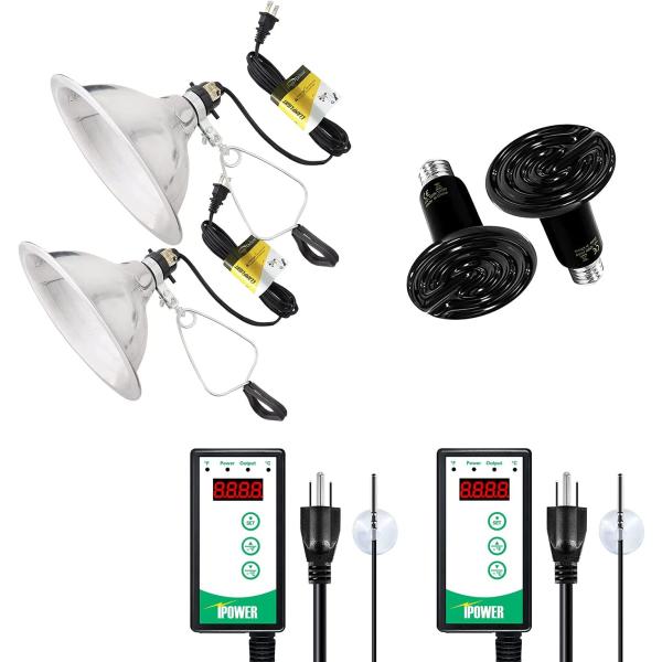 商品名Simple Deluxe 150W Reptile Ceramic Heat Bulb with 8.5 Inch Clamp Lamp and Digital Thermostat Controller Combo Set for...