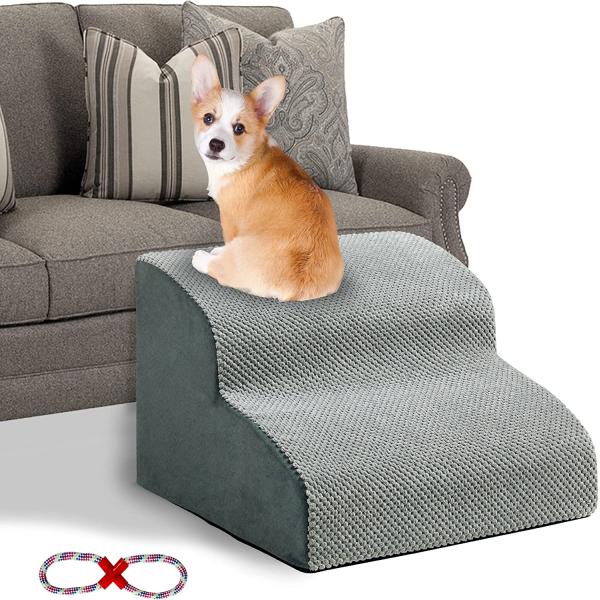 商品名MALOROY 2 Tiers Foam Dog Ramps, Dog Stairs Ladder Pet Ramp Stairs Non-Slip Pet Step for Older Dogs, Pet with Joint Pa...