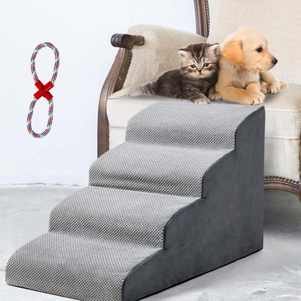 商品名4 Tiers Foam Dog Ramps, Dog Stairs Ladder Pet Ramp Stairs Non-Slip Pet Step for Older Dogs,Pet with Joint Pain, Sofa ...